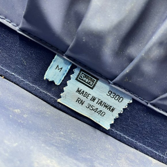 SEARS Vintage Train Case Travel Bag Cosmetic Toiletry Case Vinyl Canvas Navy - Picture 9 of 10